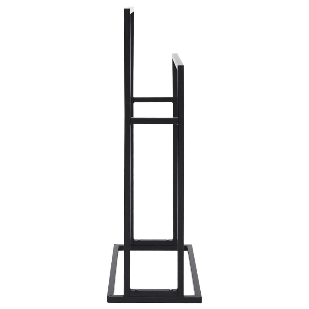 vidaXL حامل مناشف قائم بذاته لون أسود 78,5x24x48 سم حديد