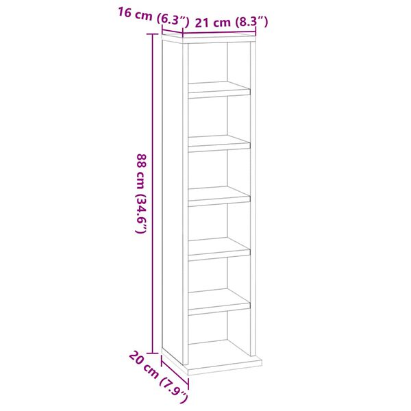 vidaXL خزانة سي دي أبيض 21×20×88 سم خشب صناعي