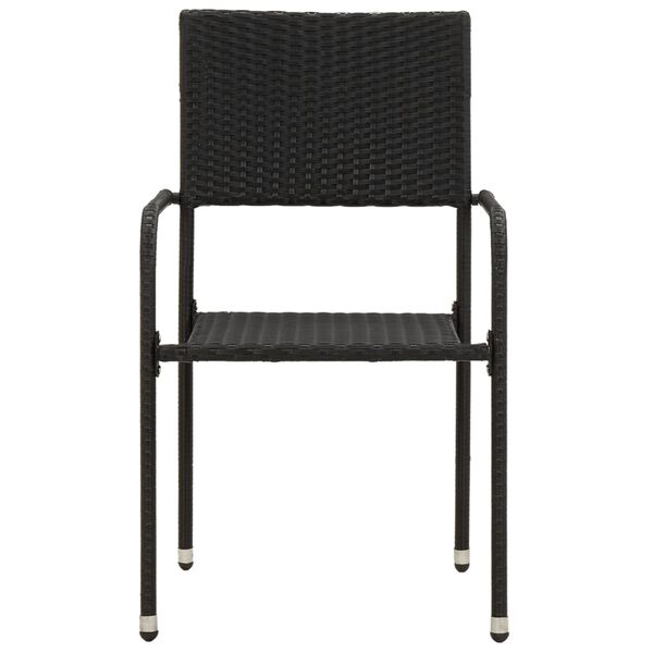 vidaXL عدد 7 قطع طقم سفرة خارجي بولي روطان أسود