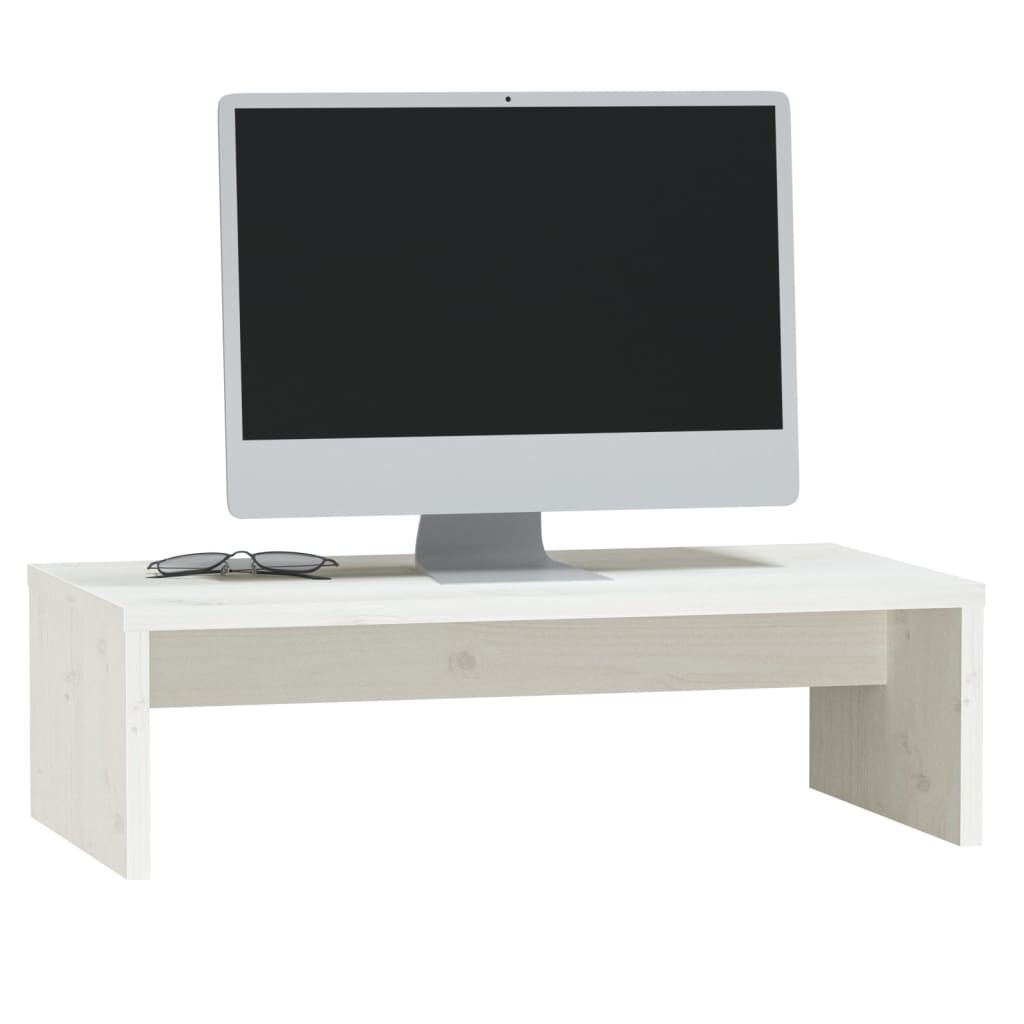 vidaXL حامل شاشة لون أبيض 15x27x50 سم خشب صنوبر صلب