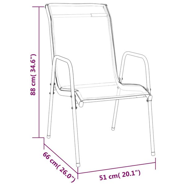 vidaXL كراسي حديقة 6 قطع فولاذ وتكستيلين أسود