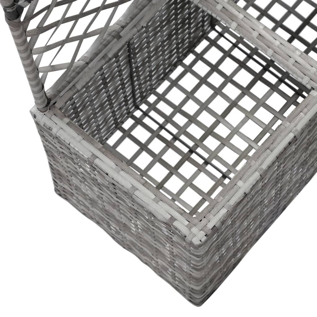 حوض تعريشة زراعي مرتفع مع 2 أصائص 107x30x58 سم بولي روطان رمادي