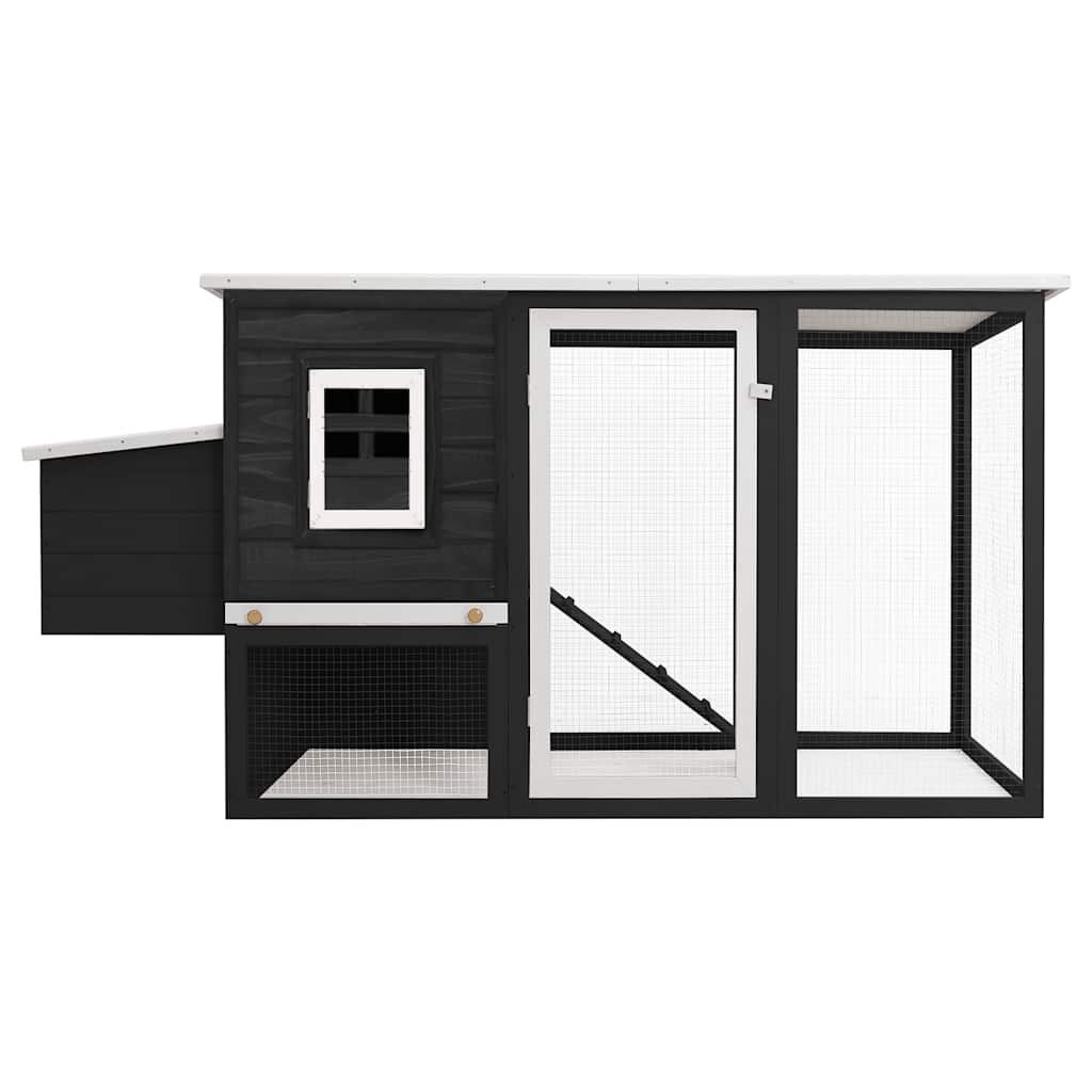 vidaXL قفص دجاج خارجي بيت دجاج مع 1 قفص للبيض خشب رمادي