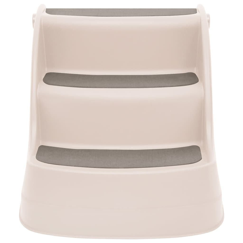 vidaXL سلم كلاب قابل للطي 3 درجات كريمي 50×38×38 سم بلاستيك