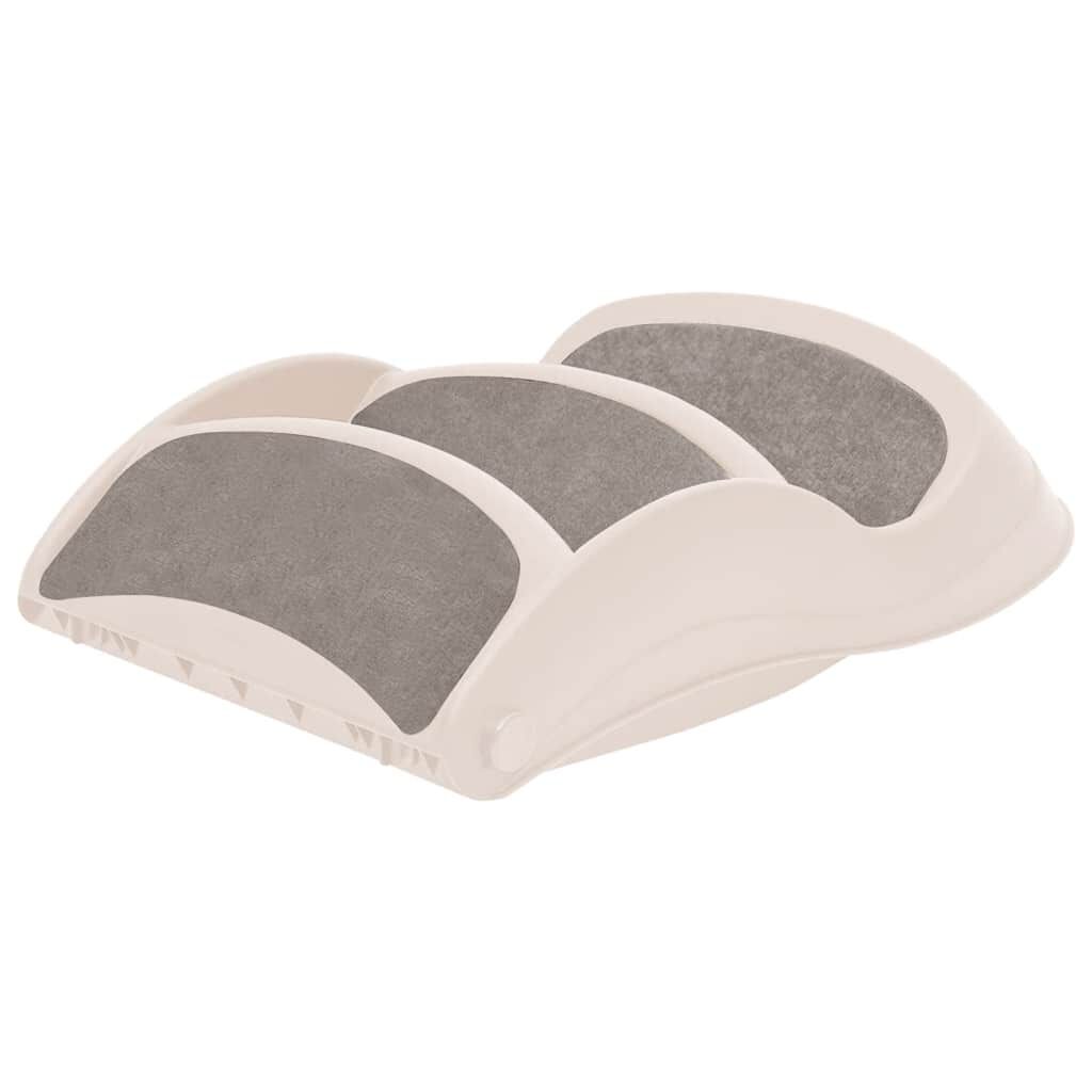 vidaXL سلم كلاب قابل للطي 3 درجات كريمي 50×38×38 سم بلاستيك