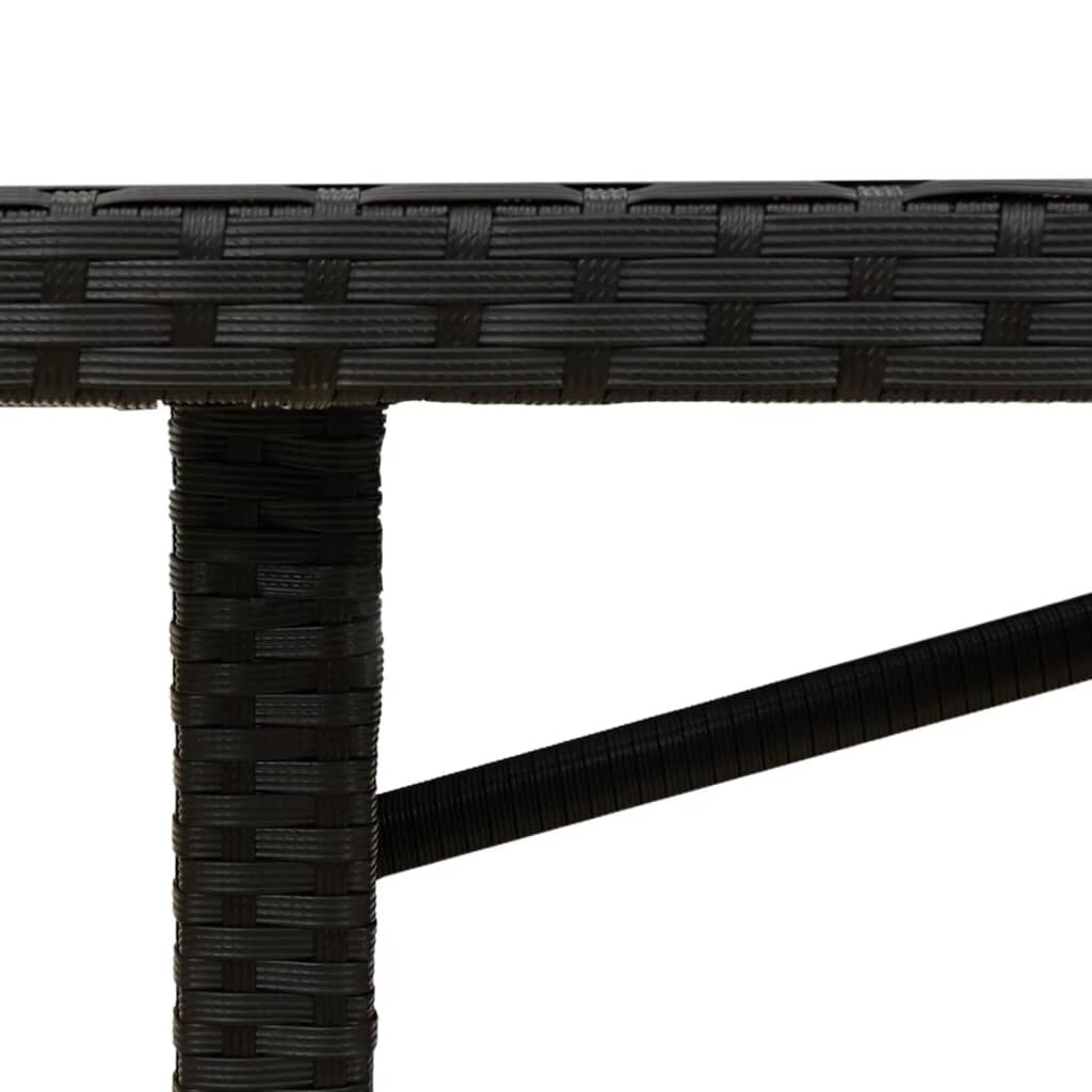 vidaXL طاولة حديقة وسطح زجاجي لون أسود 74x80x190 سم بولي روطان