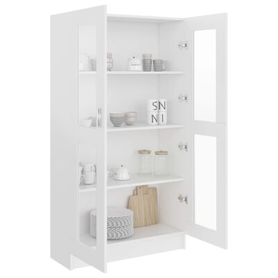 vidaXL خزانة فيترين أبيض 82.5×30.5×150 سم خشب حبيبي