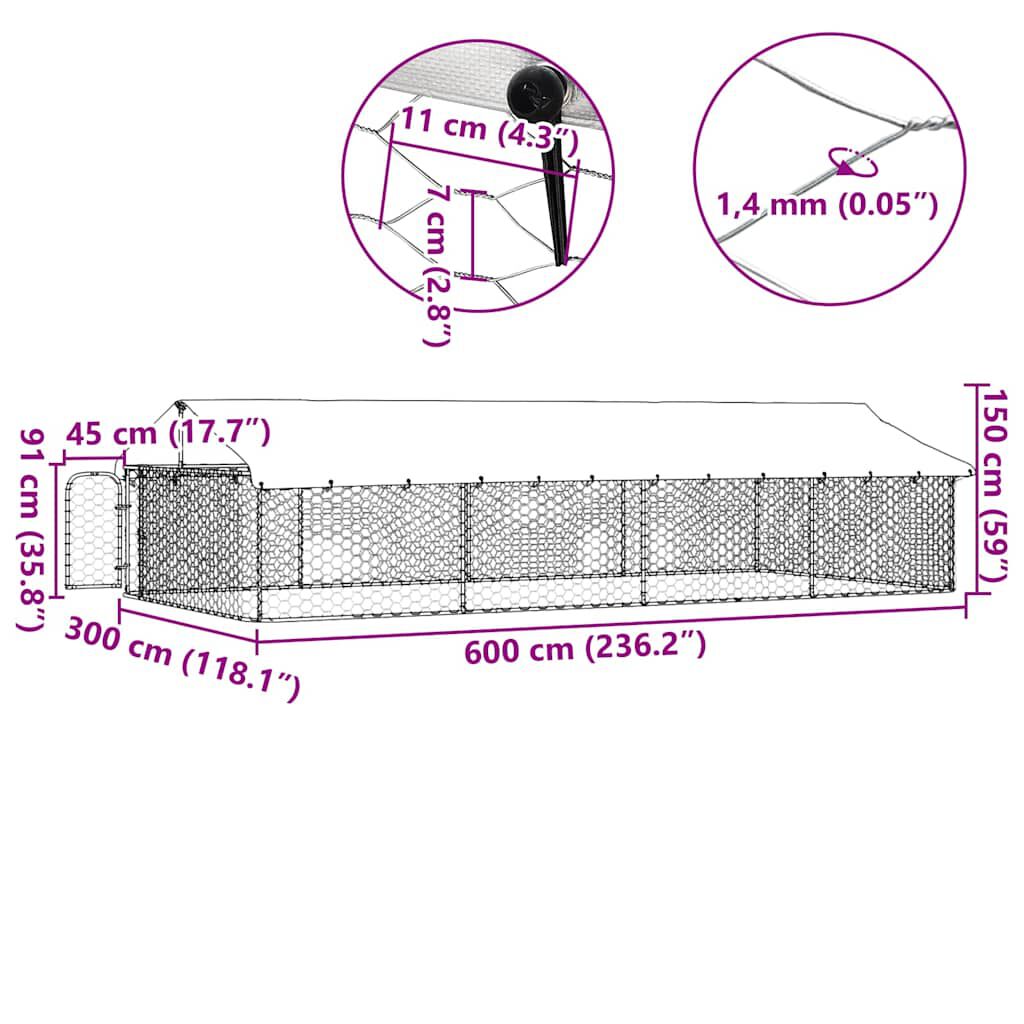 vidaXL منزل كلب خارجي مع سقف 150x300x600 سم