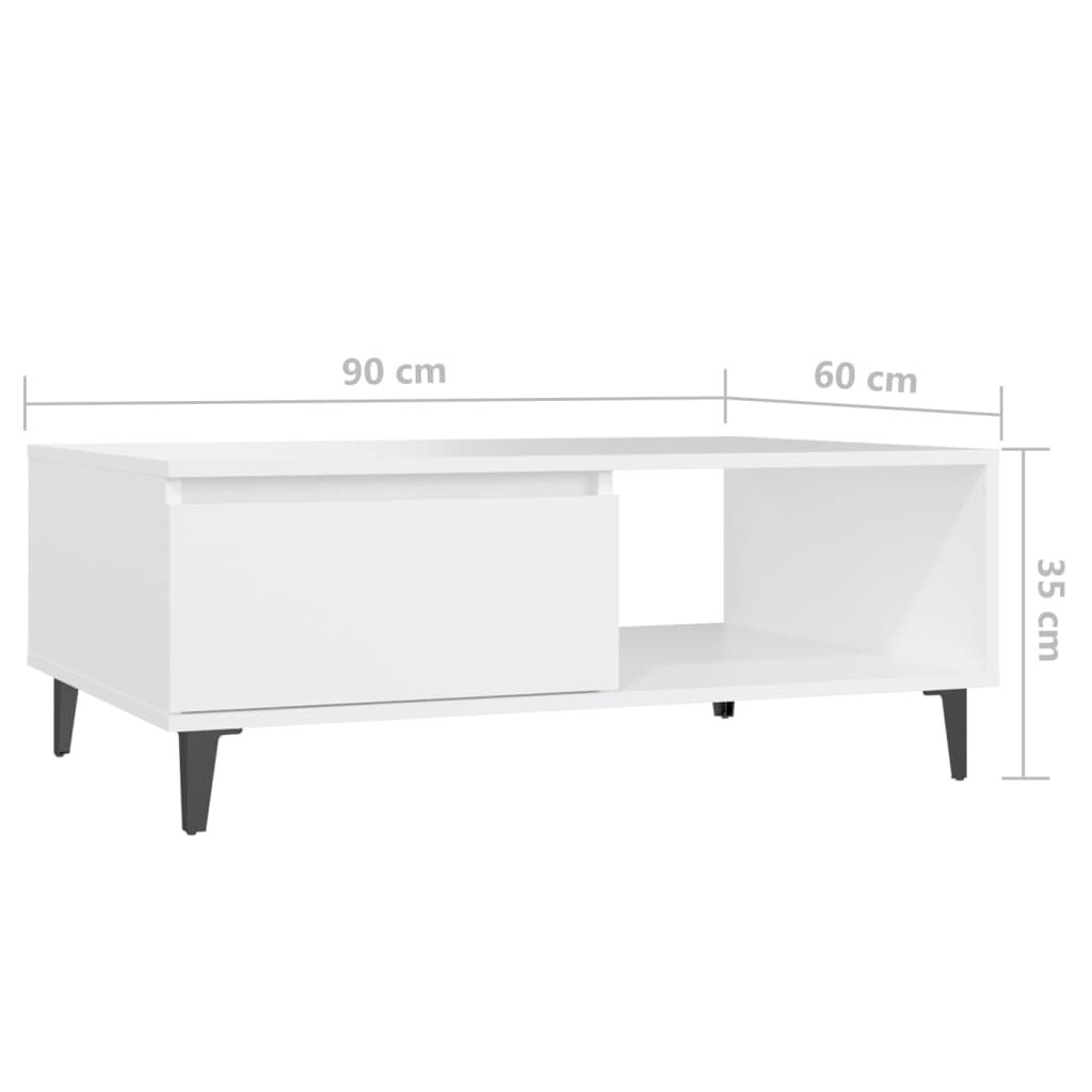 vidaXL طاولة قهوة أبيض 90×60×35 سم خشب صناعي