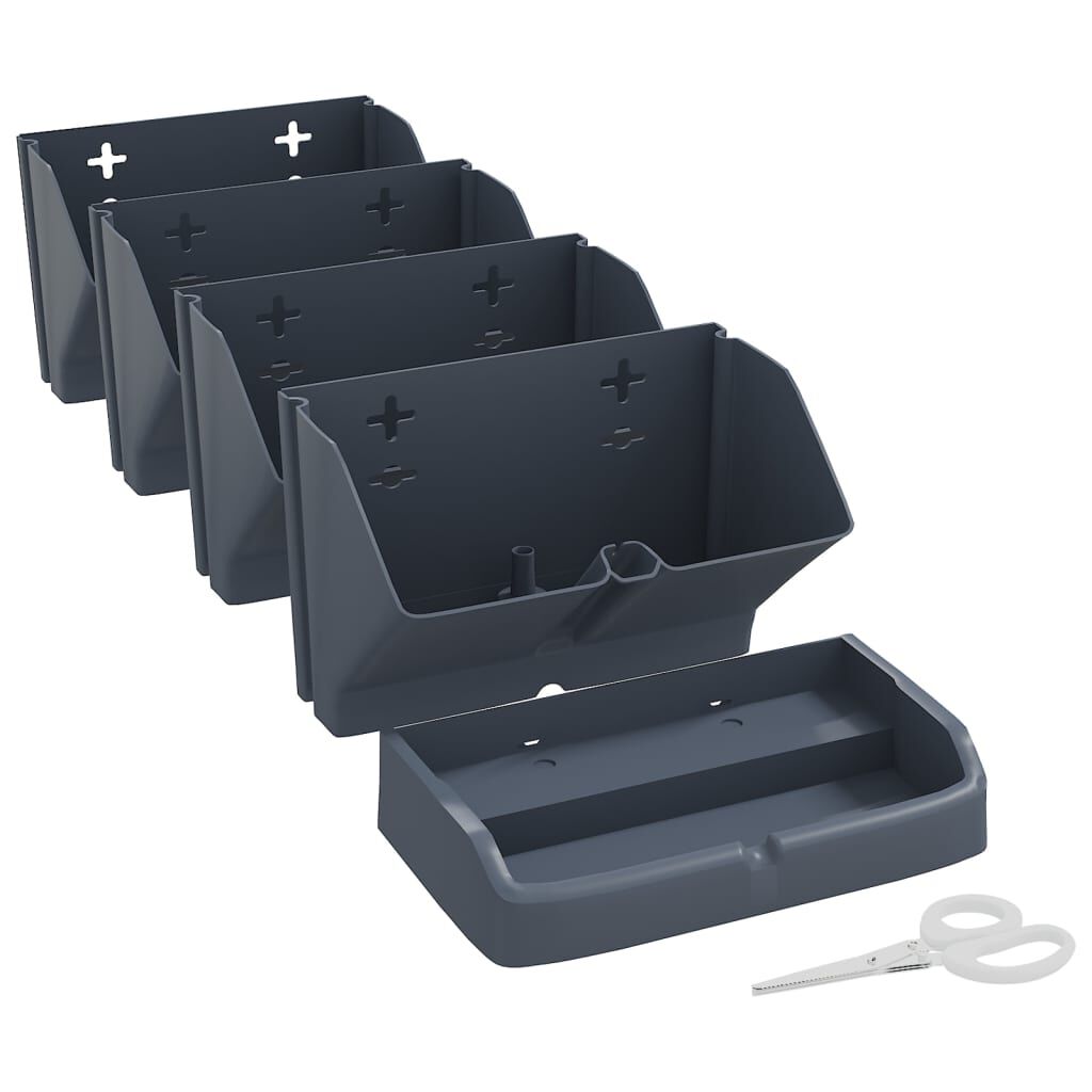 vidaXL طقم أصص حديقة عمودي 4 ق أنثراسيت بولي بروبلين