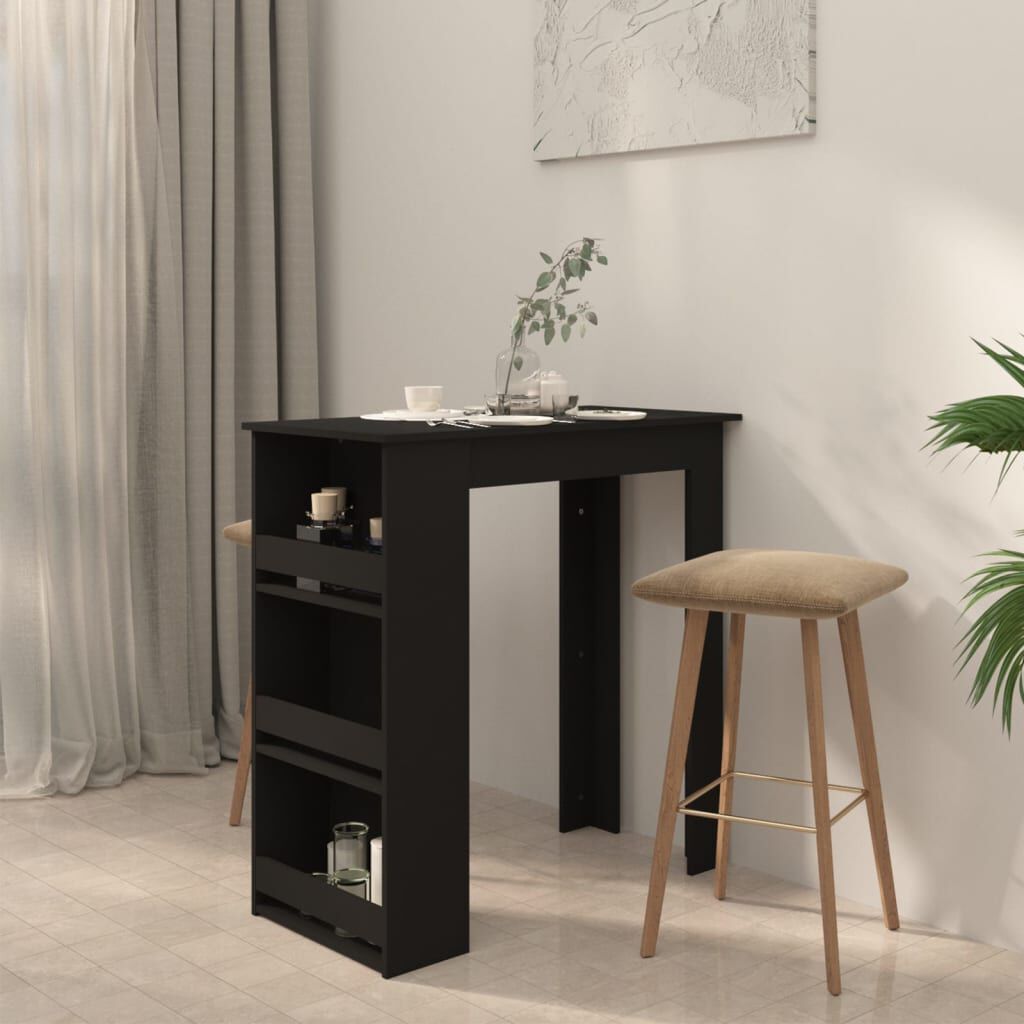 vidaXL طاولة بار وحامل تخزين 103,5x50x102 سم خشب صناعي أسود