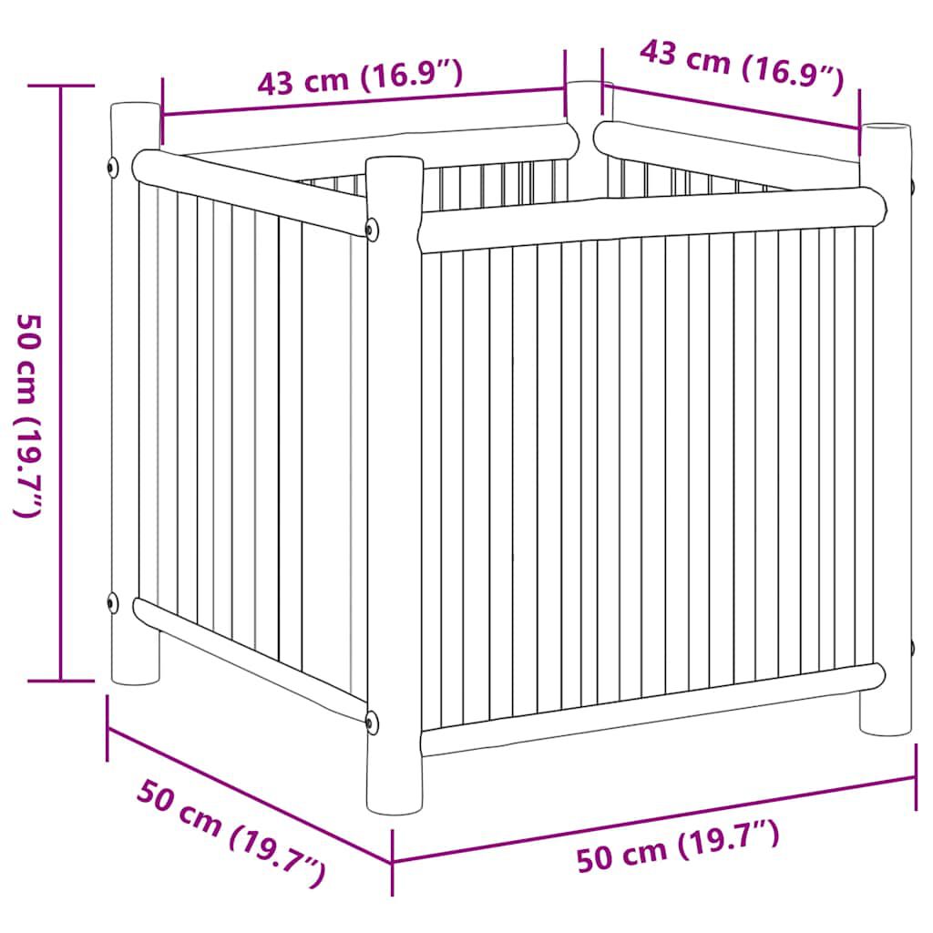 vidaXL أصيص 50x50x50 سم خيزران