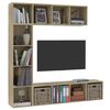 vidaXL عدد 3 قطع طقم خزانة كتب/ تلفزيون سونوما أوك 180×30×180 سم