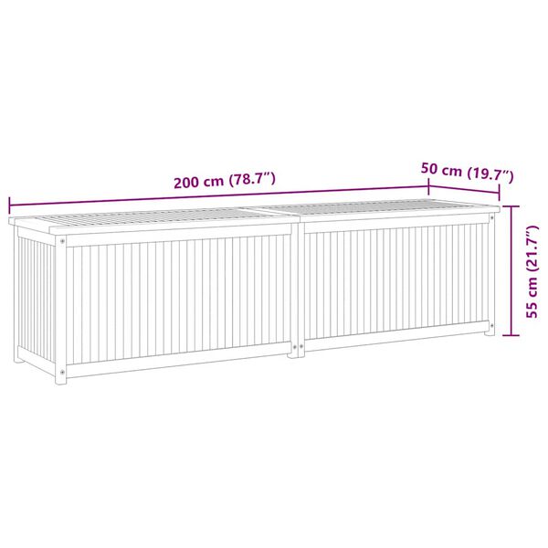 vidaXL صندوق حديقة 200×50×55 سم خشب ساج صلب