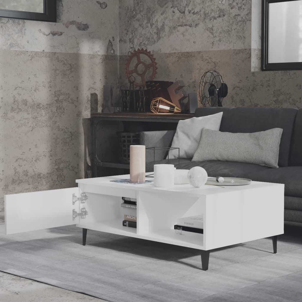 vidaXL طاولة قهوة أبيض 90×60×35 سم خشب صناعي