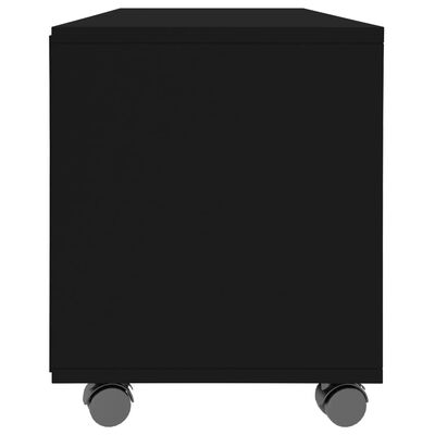 vidaXL طاولة تلفزيون بعجلات أسود 90×35×35 سم خشب مضغوط