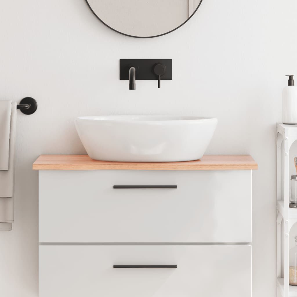 vidaXL سطح طاولة كاونتر حمام لون بني فاتح 2x40x80 سم خشب صلب معالج