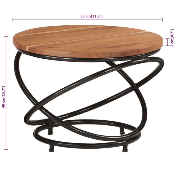 طاولة قهوة VidaXL قطر 55x40 سم من الخشب الصلب أكاسيا