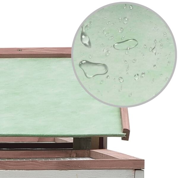 vidaXL قفص أرانب لون موكا 87x70x310 سم خشب صنوبر صلب وخشب تنوب