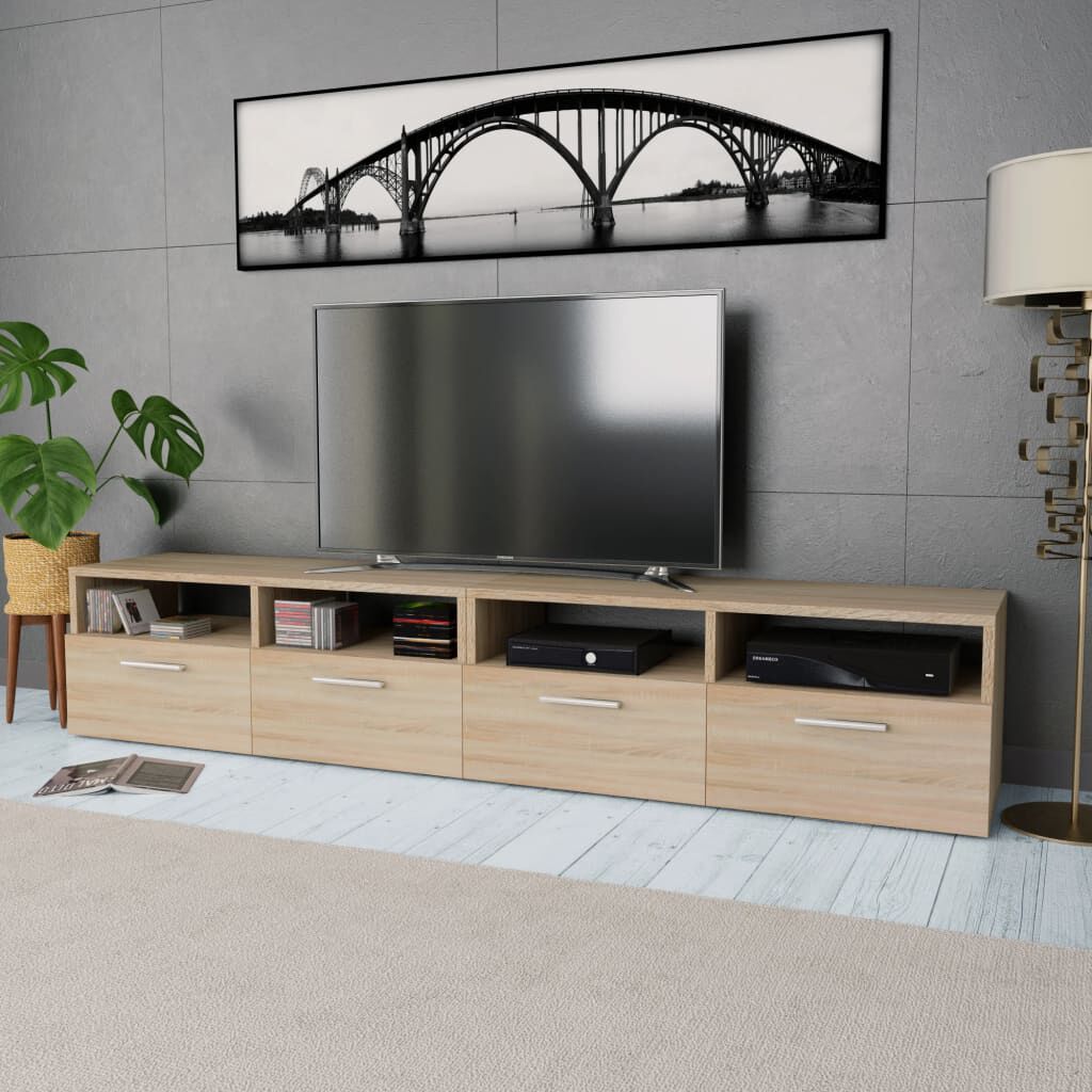 vidaXL خزانات تلفزيون 2 ق خشب صناعي 36x35x95 سم أوك
