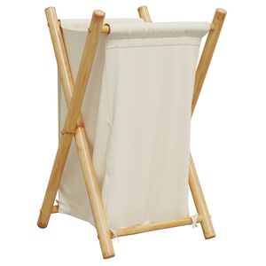vidaXL سلة غسيل لون أبيض كريمي 63,5x36x41,5 سم خيزران