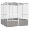 vidaXL قفص طيور لون رمادي 211,5x217,5x213,5 سم فولاذ مجلفن