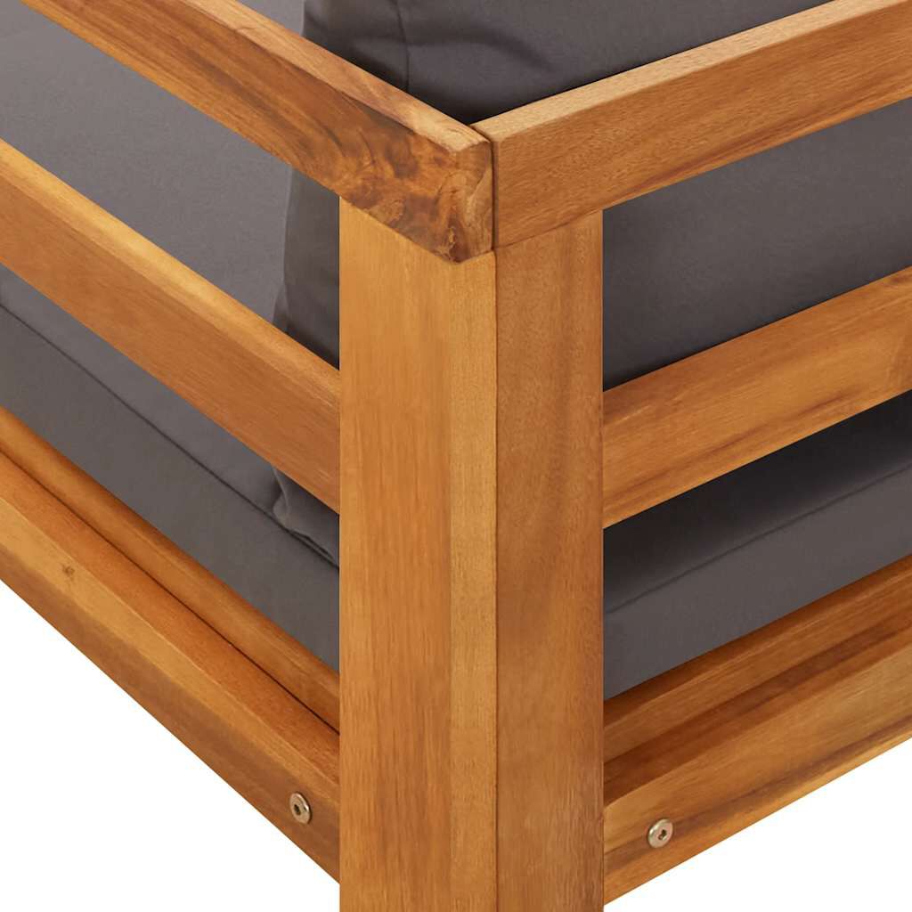 vidaXL كرسي تشمس مع مسند ذراع 1 رمادي داكن خشب أكاسيا صلب