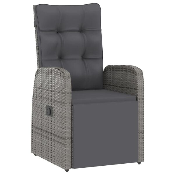 vidaXL عدد 11 قطعة طقم سفرة خارجي مع وسائد بولي روطان رمادي