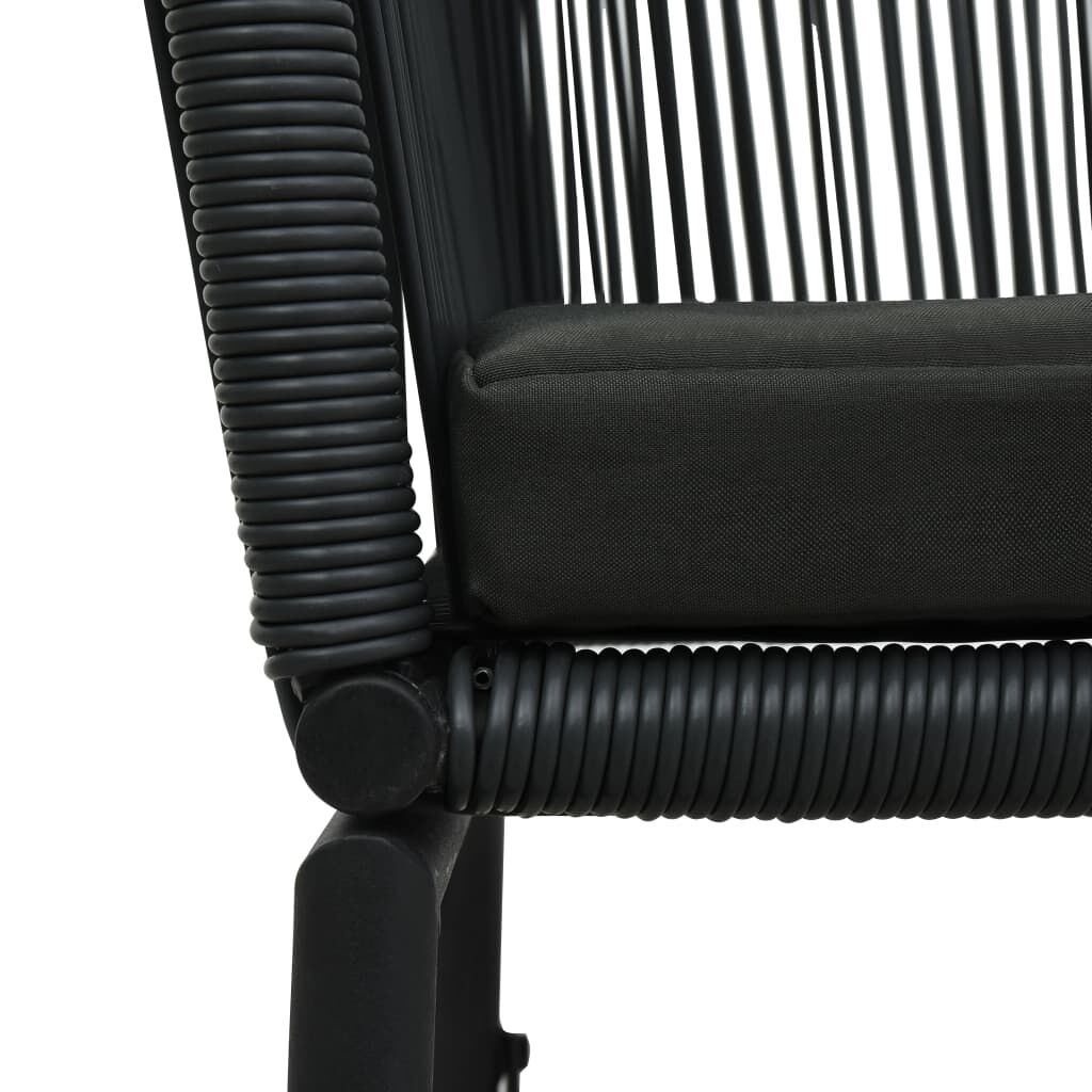 vidaXL كراسي حديقة 2 ق أسود روطان PVC