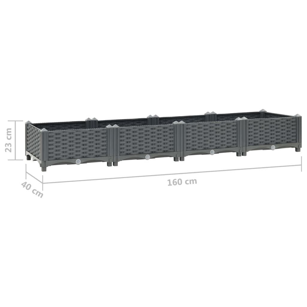 vidaXL حوض زراعي مرتفع 160×40×23 سم بولي بروبيلين