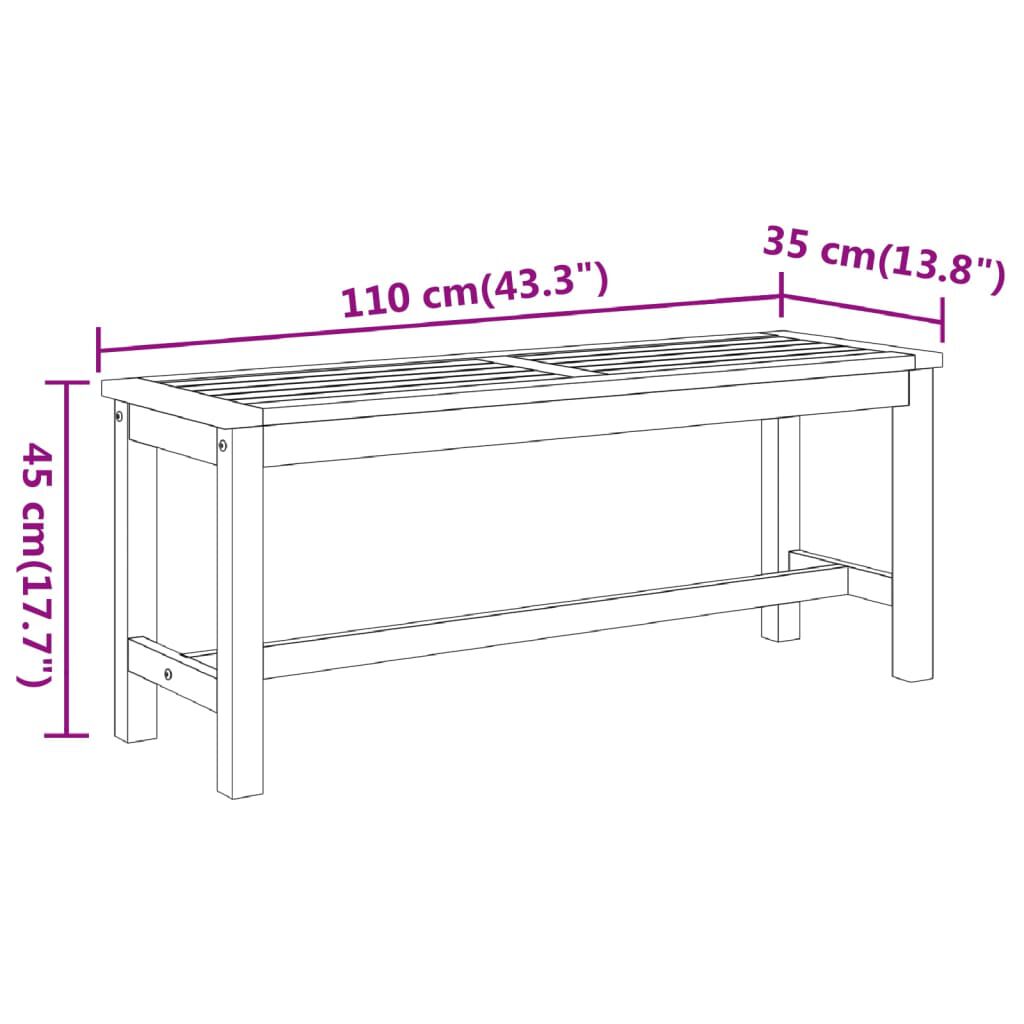 vidaXL مقعد طويل للحديقة 45x35x110 سم خشب أكاسيا صلب