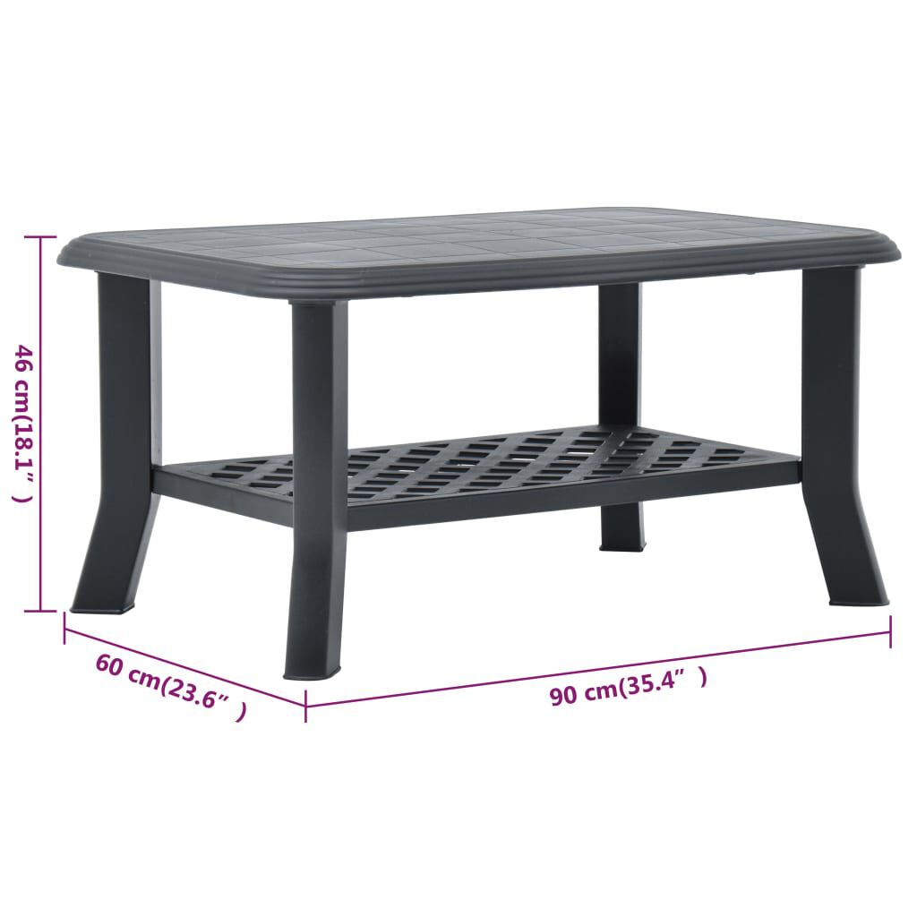 vidaXL طاولة قهوة أنثراسيت 90×60×46 سم بلاستيك
