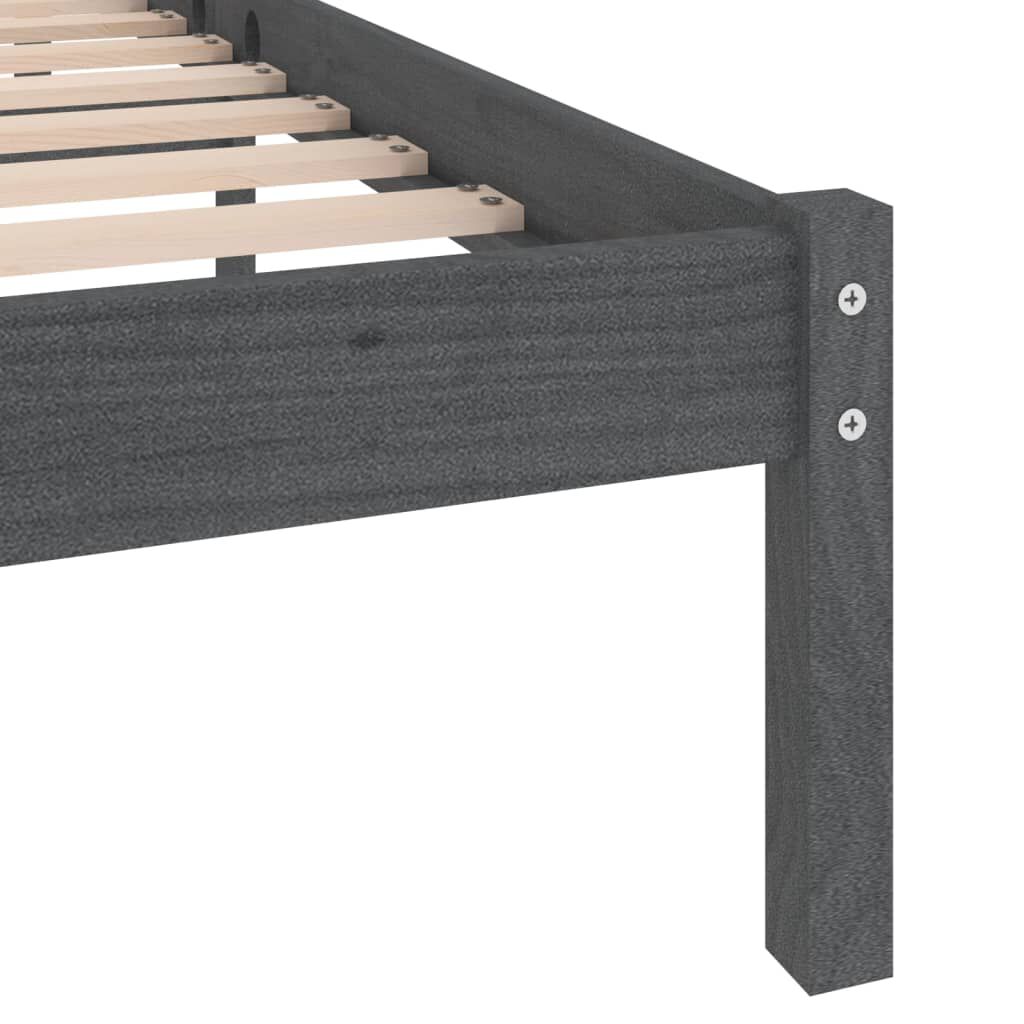 vidaXL إطار سرير خشب صنوبر صلب رمادي 120×200 سم