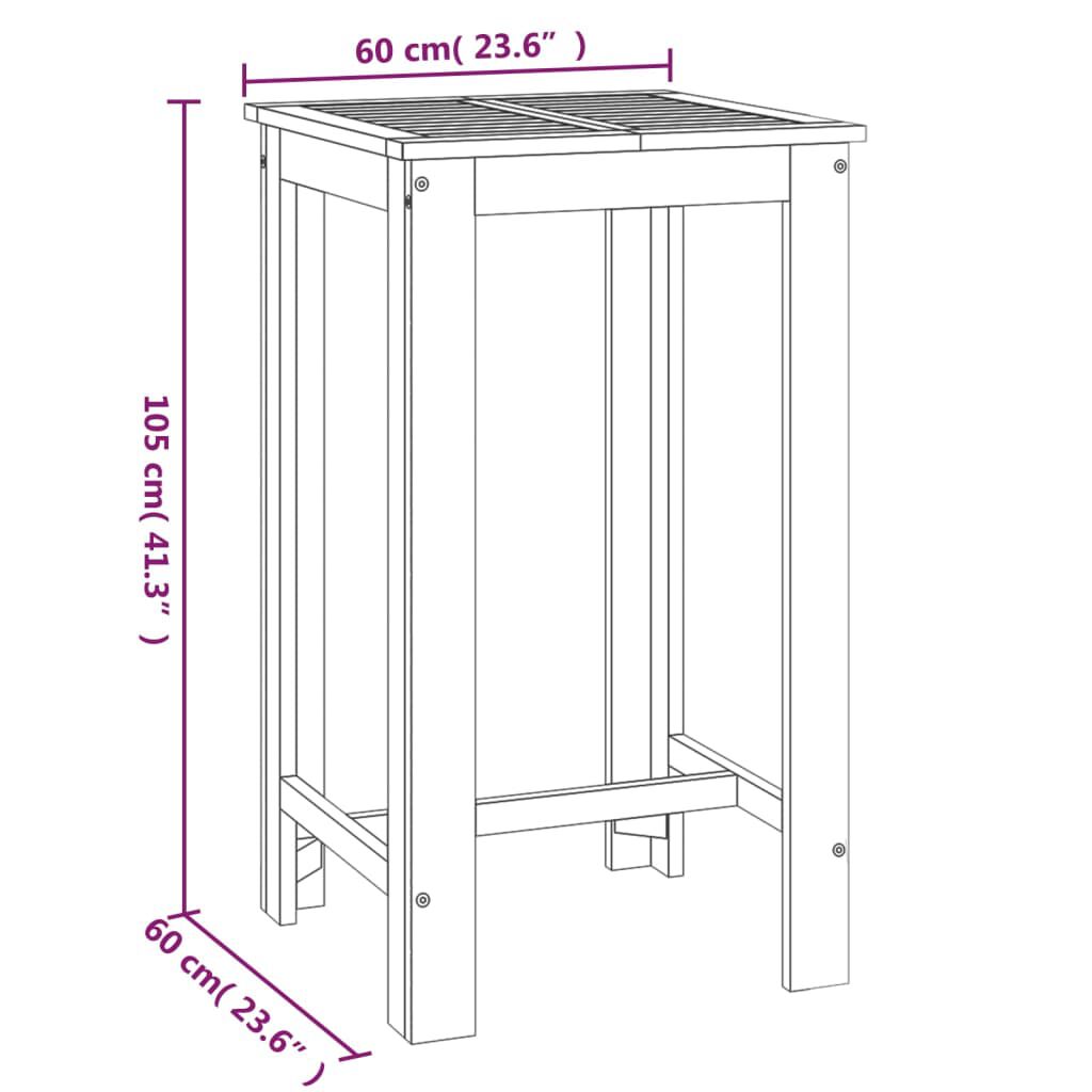 vidaXL طاولة بار حديقة 60×60×105 سم خشب أكاسيا صلب