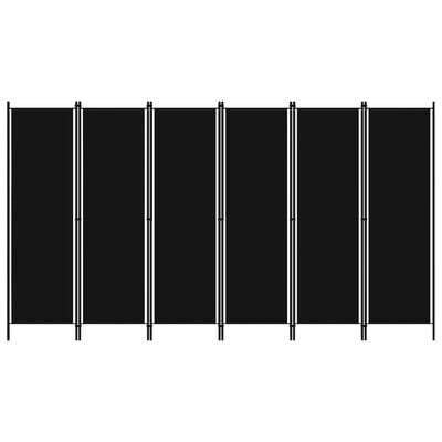 vidaXL مقسم غرفة ذو 6 ألواح أسود 300×180 سم