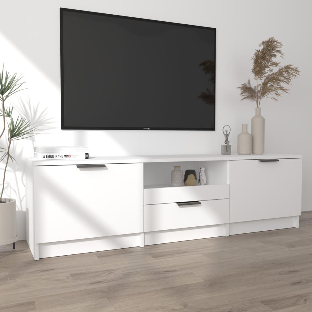 vidaXL خزانة تلفزيون أبيض 140×35×40 سم خشب صناعي