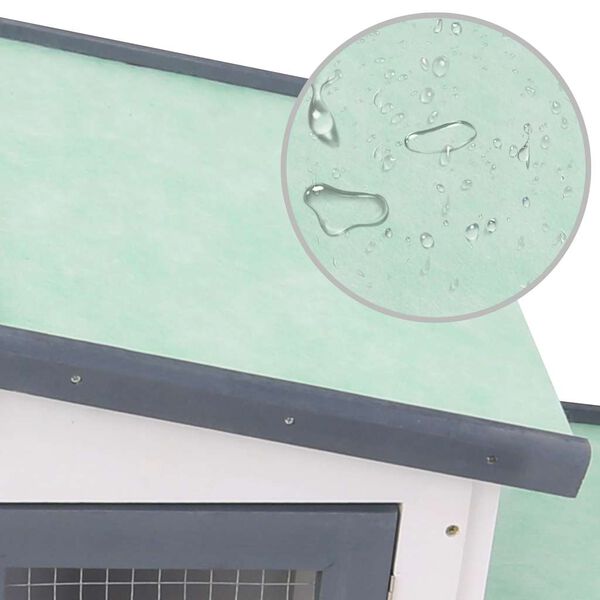 vidaXL قفص أرانب خارجي كبير رمادي وأبيض 204×45×85 سم خشب