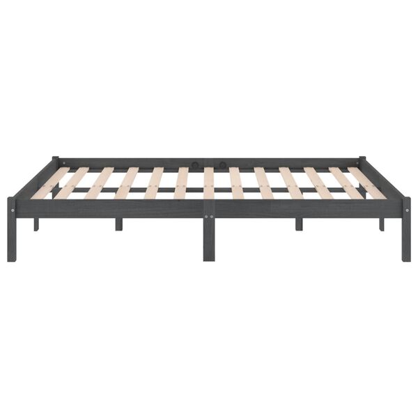 vidaXL إطار سرير دون مرتبة خشب صلب لون رمادي 200x140 سم