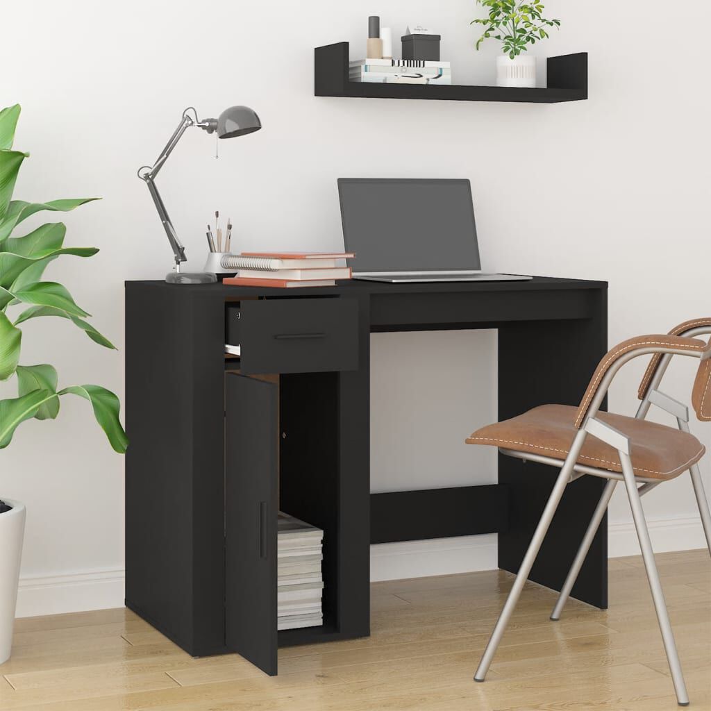 vidaXL مكتب أسود 75x49x100 سم خشب صناعي
