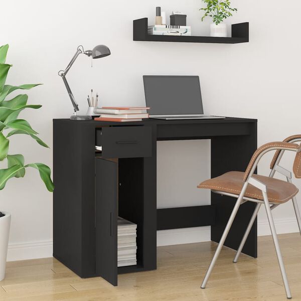 vidaXL مكتب أسود 75x49x100 سم خشب صناعي