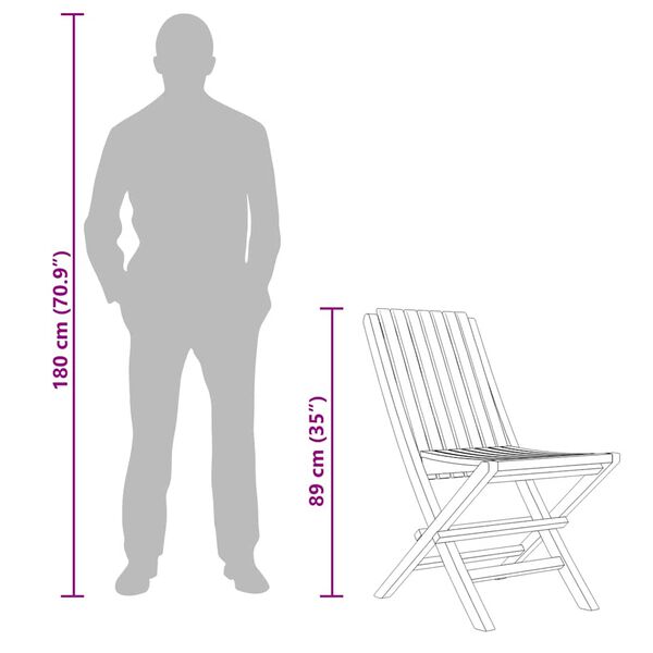 vidaXL كراسي حديقة قابلة للطي 4 ق 47x47x89 سم خشب ساج صلب