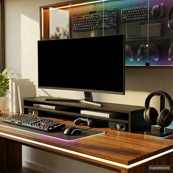 vidaXL حامل شاشة أسود 100&times;24&times;13 سم خشب صناعي