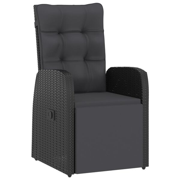 vidaXL طقم سفرة خارجي 11 ق مع وسائد بولي روطان أسود