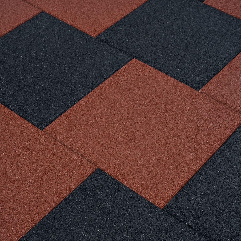 vidaXL بلاط الحماية من السقوط 6 ق مطاط 50×50×3 أحمر