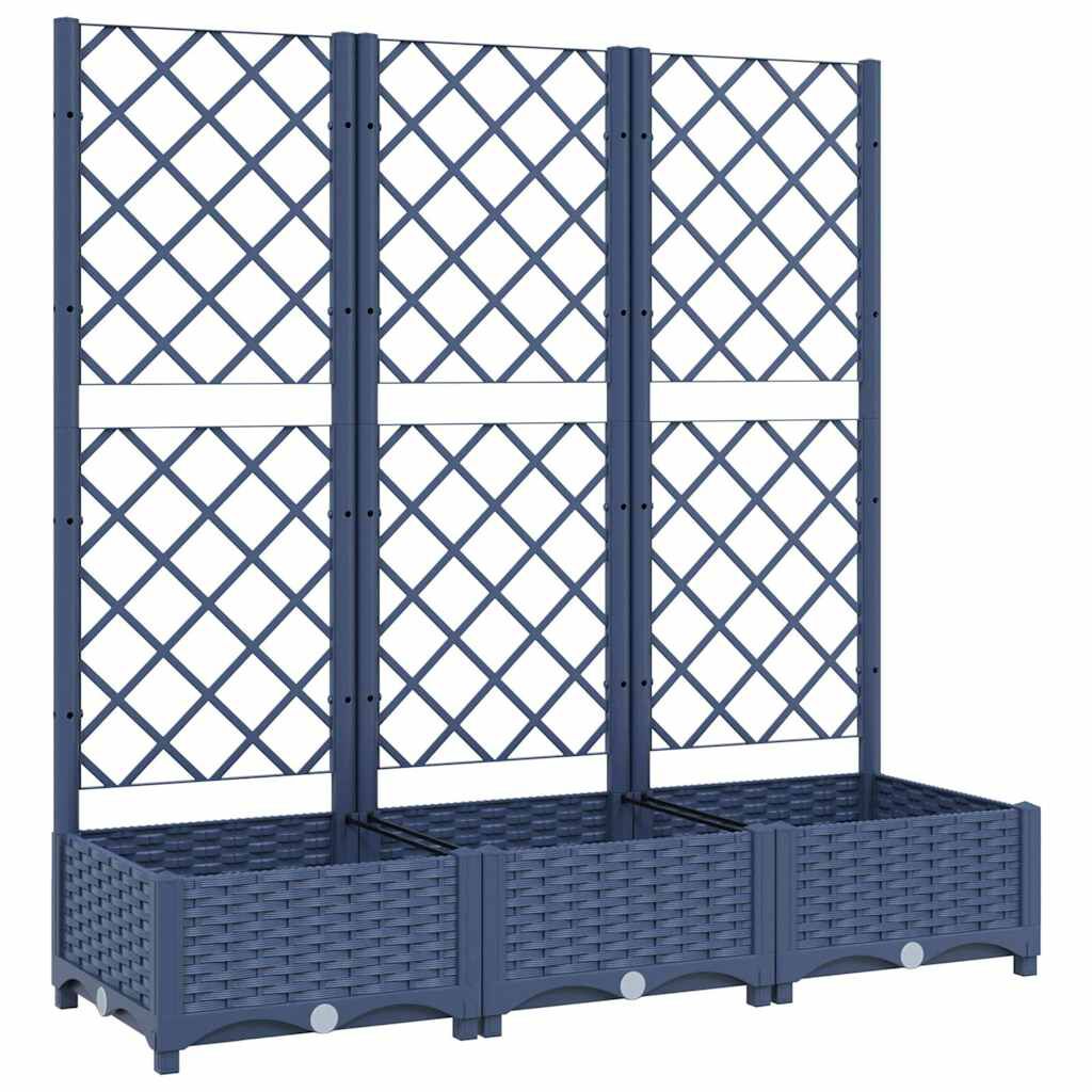 vidaXL حوض حديقة مع تعريشة أزرق رمادي 120×40×121.5 سم PP