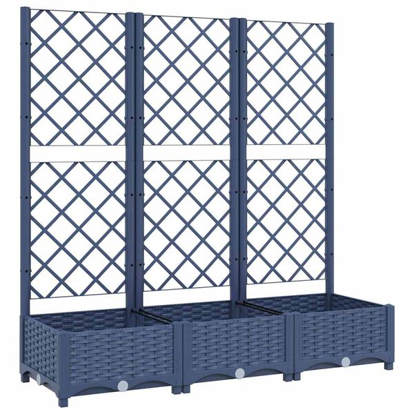 vidaXL حوض حديقة مع تعريشة أزرق رمادي 120×40×121.5 سم PP