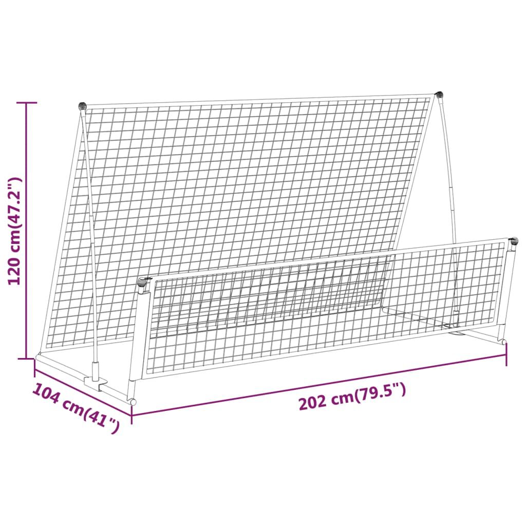 vidaXL مرمى وشبكة ارتداد كرة قدم 2 في 1 | 120x104x202 سم فولاذ