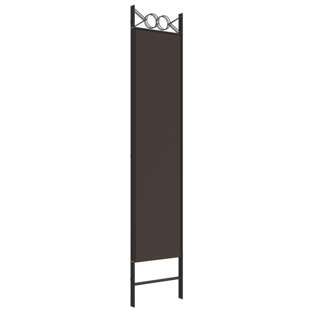 vidaXL مقسم غرفة 3-ألواح بني 120×200 سم قماش