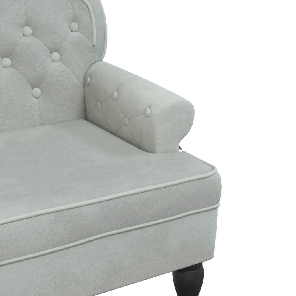 vidaXL مقعد طويل ومسند ظهر لون رمادي فاتح 75x64,5x119,5 سم مخمل