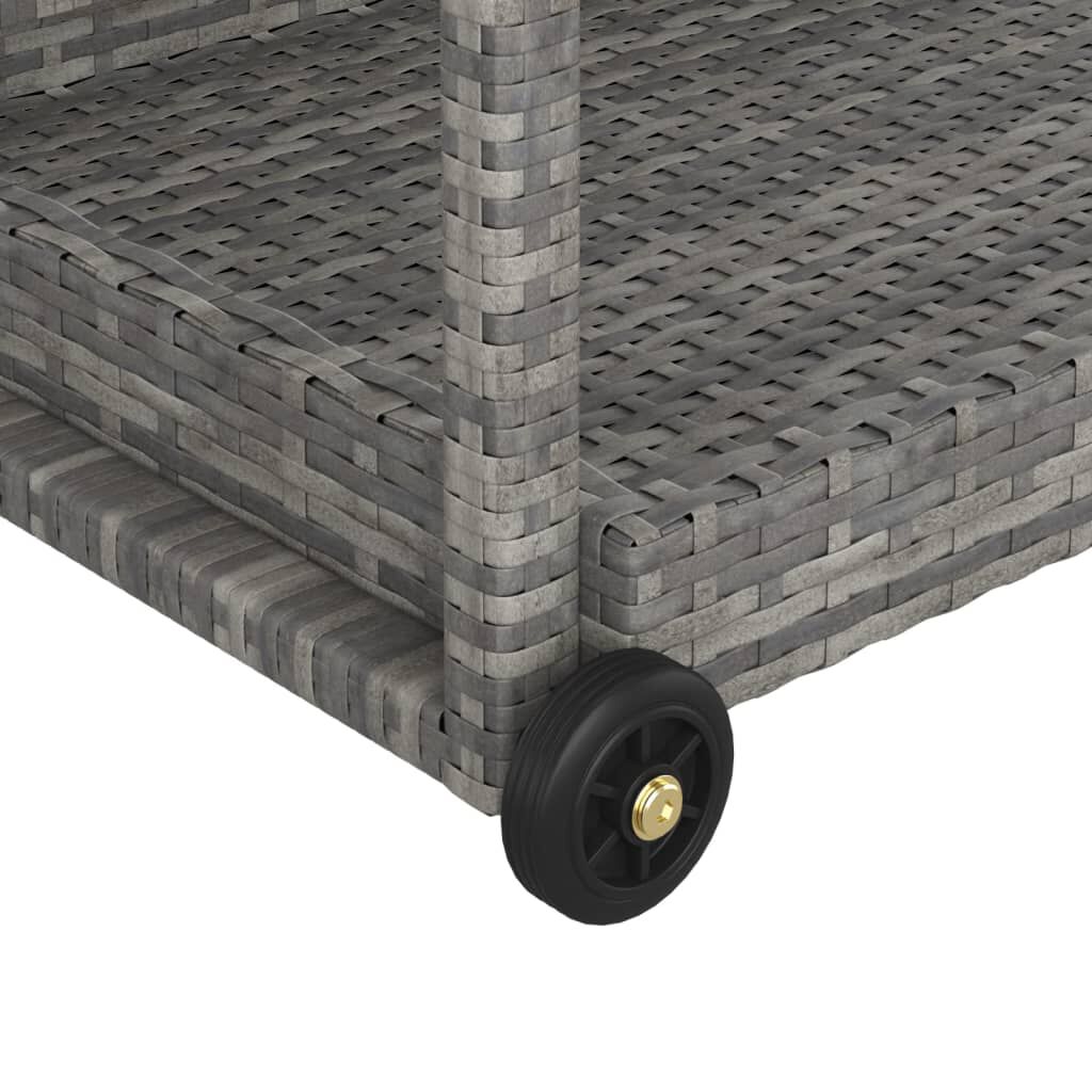 vidaXL عربة بار مع درج أسود 100×45×83 سم بولي روطان